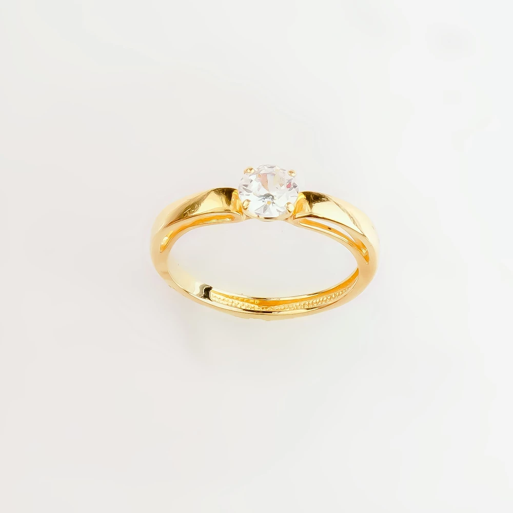 Кольцо с фианитом из желтого золота 585 пробы