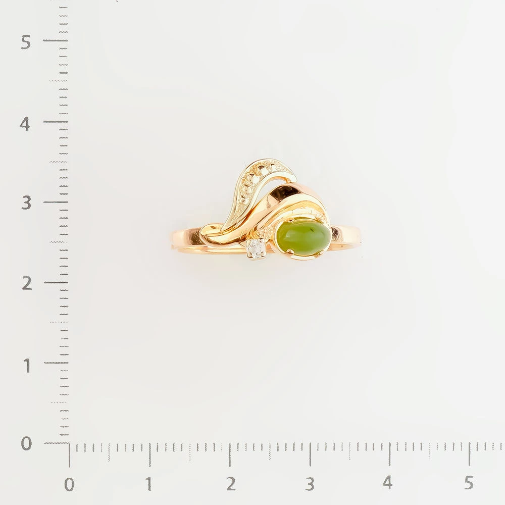 Кольцо с нефритом из красного золота 585 пробы