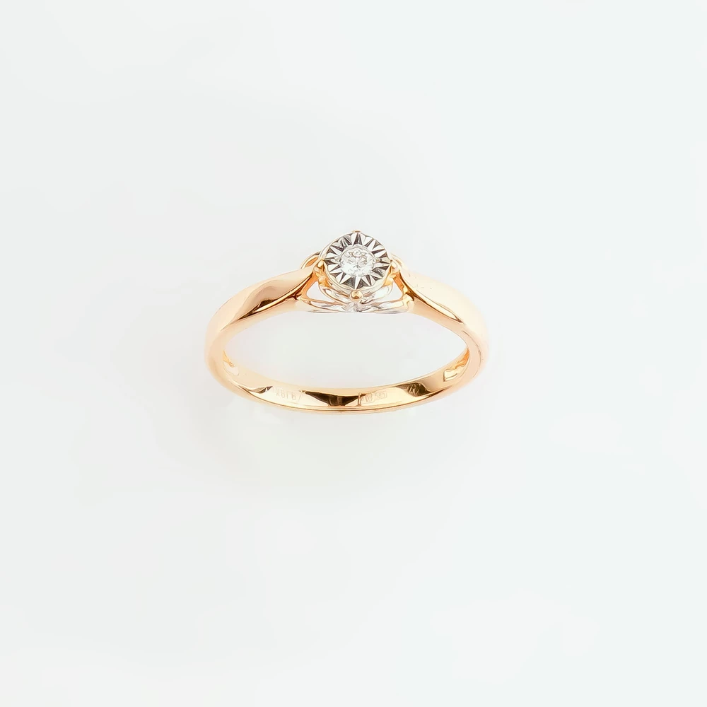 Кольцо с бриллиантом из красного золота 585 пробы