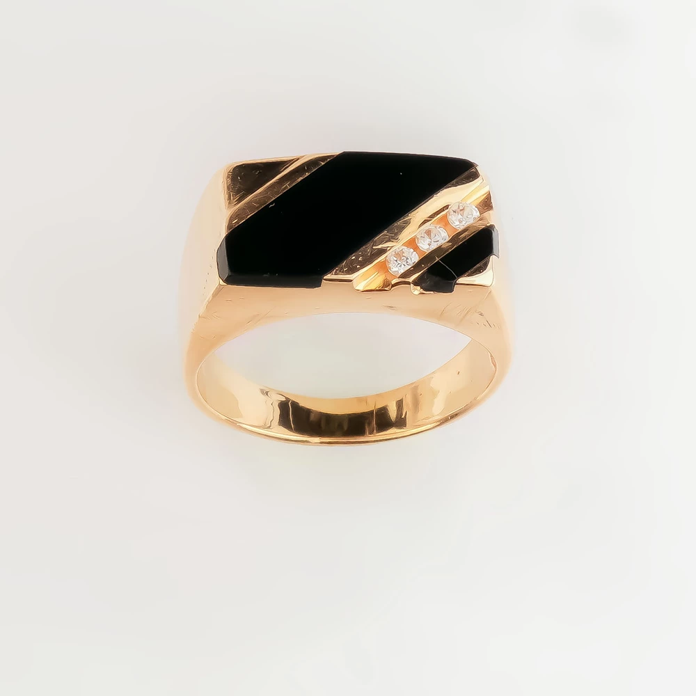 Кольцо с ониксом из красного золота 585 пробы