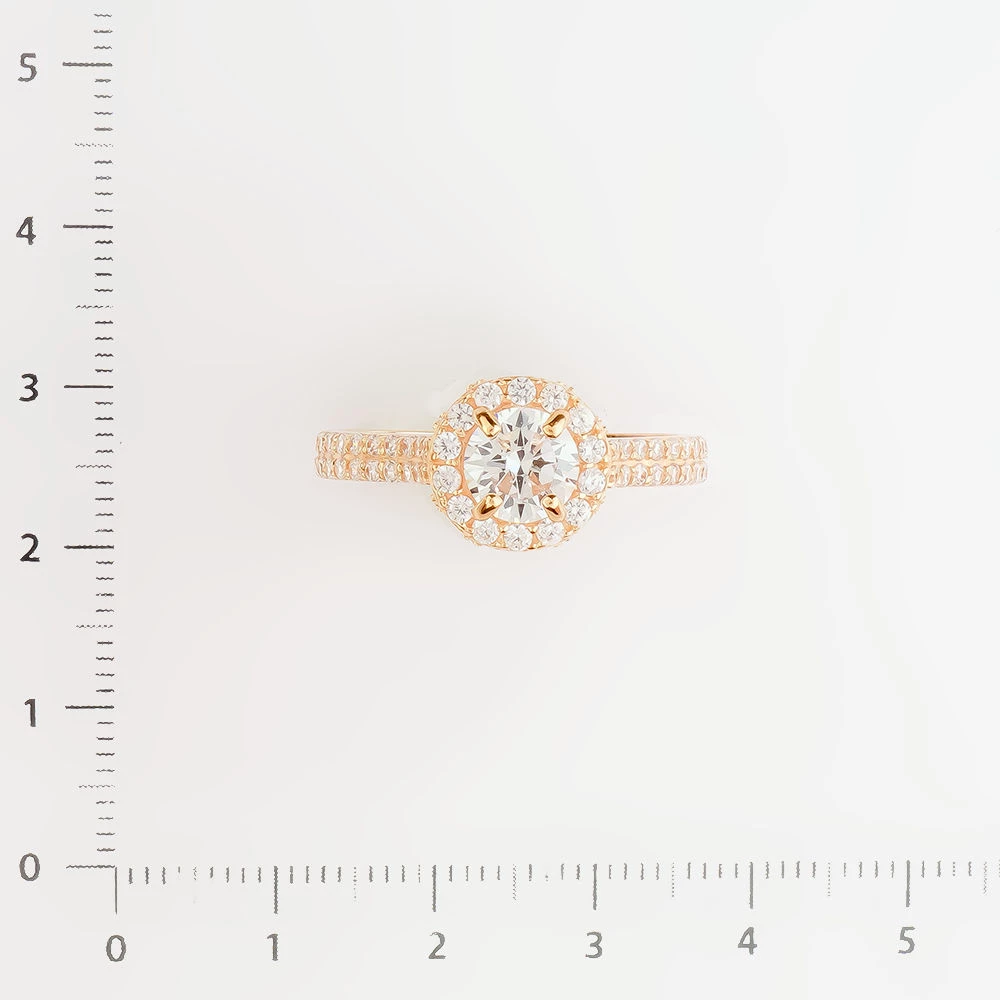 Кольцо с фианитом из красного золота 585 пробы