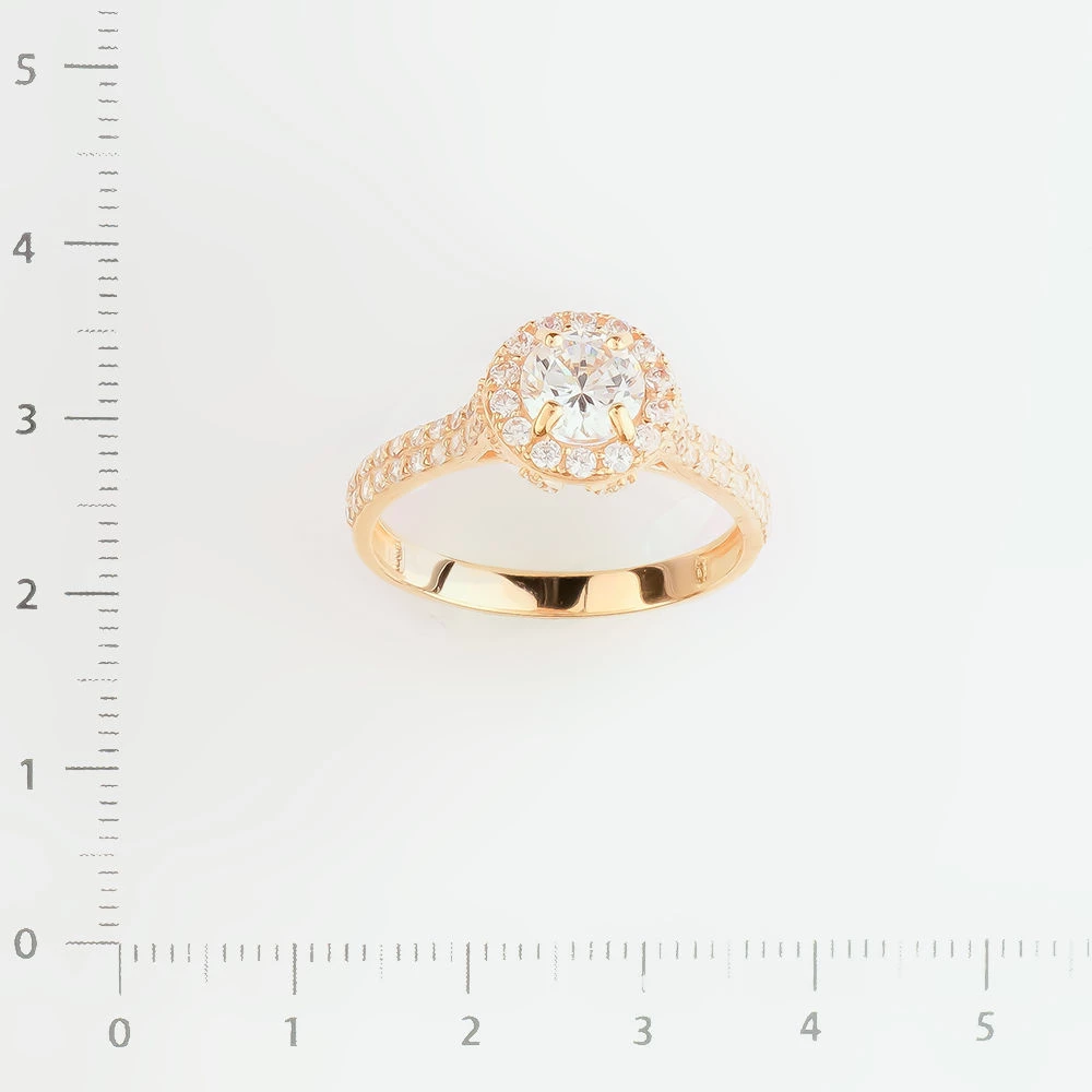 Кольцо с фианитом из красного золота 585 пробы