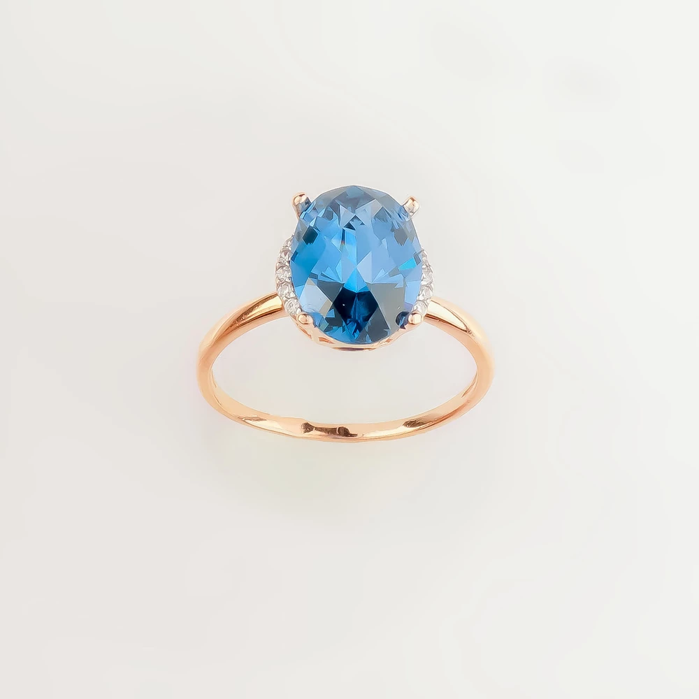 Кольцо с топазом из красного золота 585 пробы