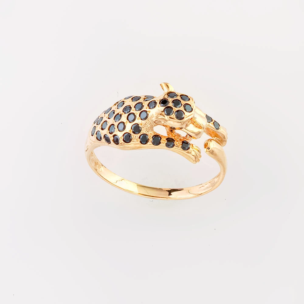 Кольцо с фианитом из красного золота 585 пробы