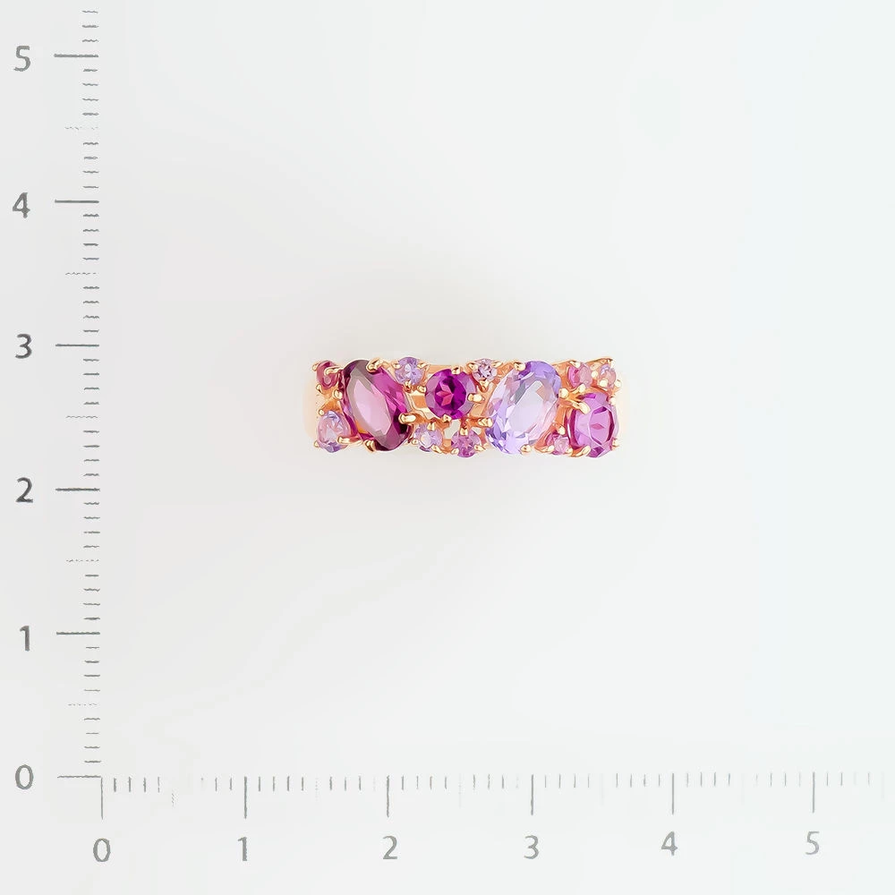 Кольцо с аметистом из красного золота 585 пробы