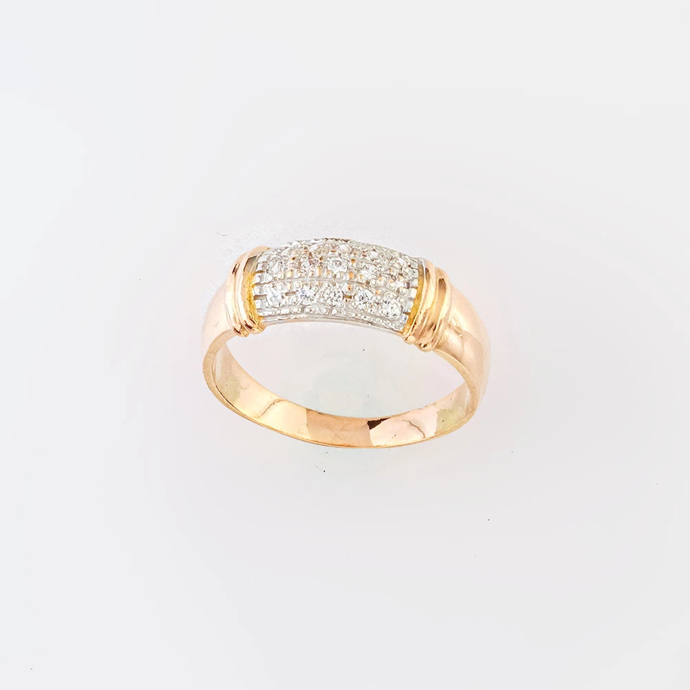 Кольцо с фианитом из красного золота 585 пробы