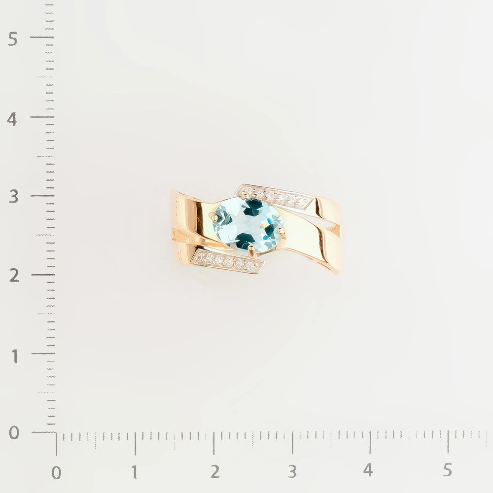 Кольцо с топазом из красного золота 585 пробы