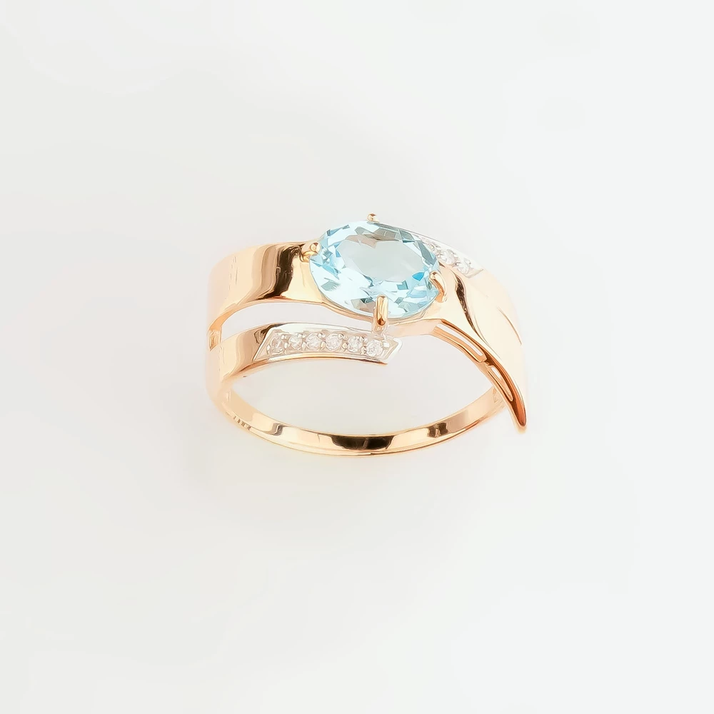 Кольцо с топазом из красного золота 585 пробы