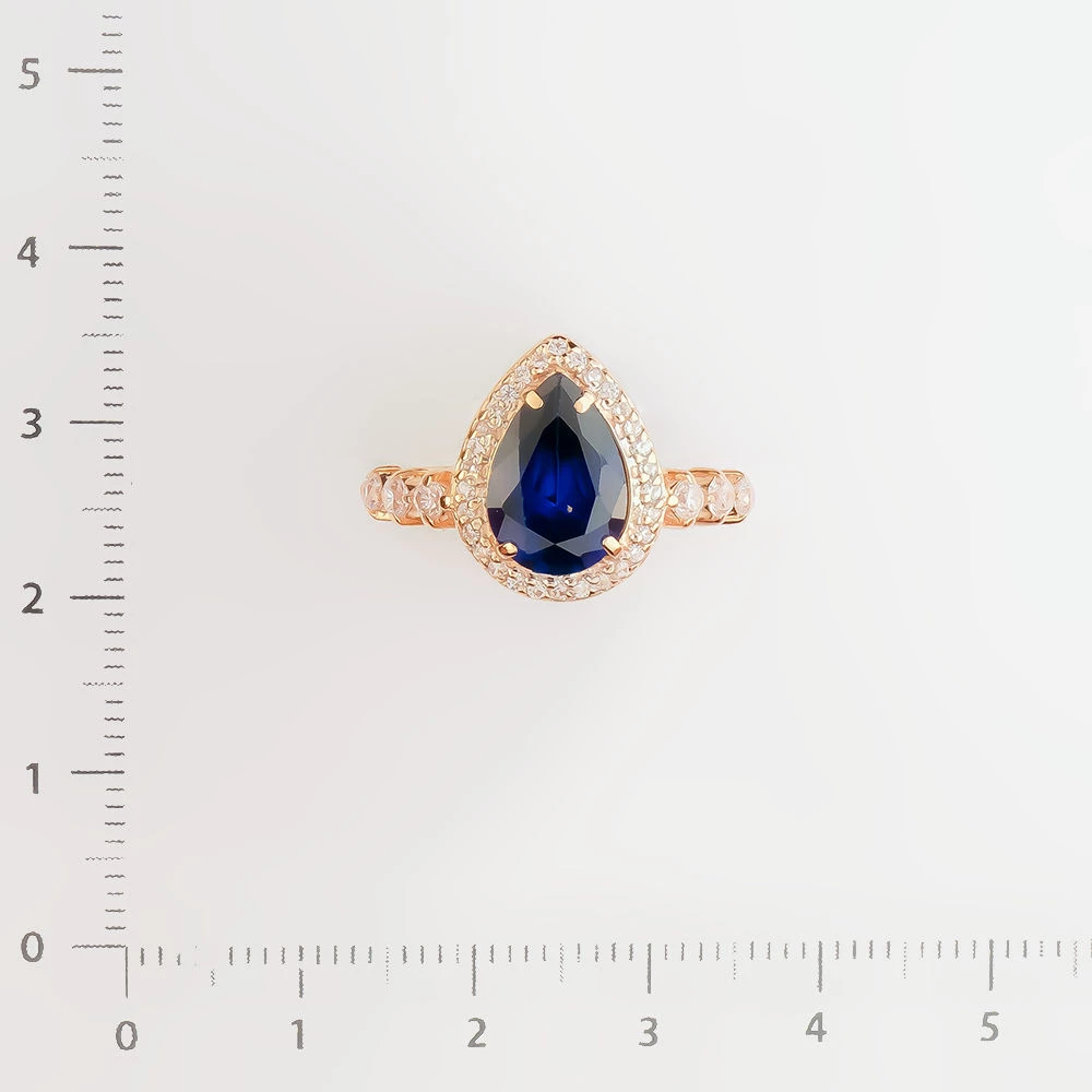 Кольцо с сапфиром синтетическим из красного золота 585 пробы