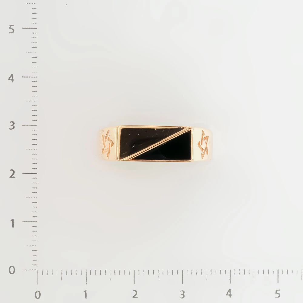 Кольцо с ониксом из красного золота 585 пробы