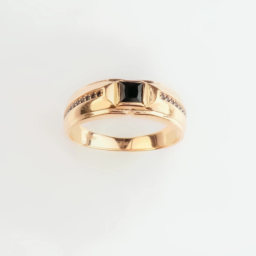 Кольцо с фианитом из красного золота 585 пробы