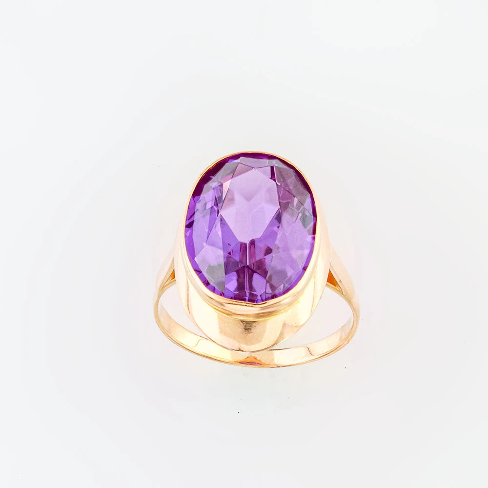 Кольцо с фианитом из красного золота 583 пробы