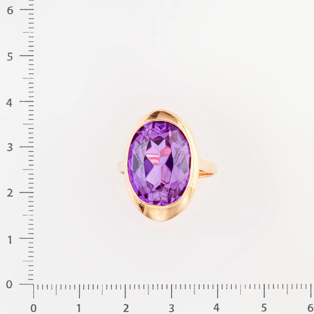 Кольцо с фианитом из красного золота 583 пробы