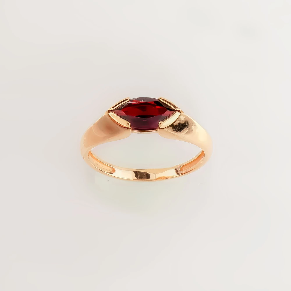 Кольцо с гранатом из красного золота 585 пробы
