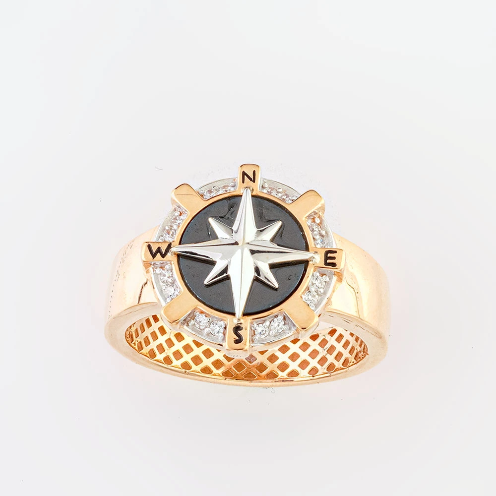 Кольцо с ониксом из красного золота 585 пробы