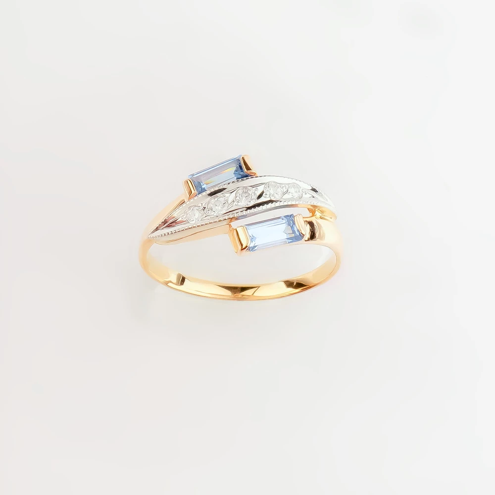 Кольцо с фианитом из красного золота 585 пробы