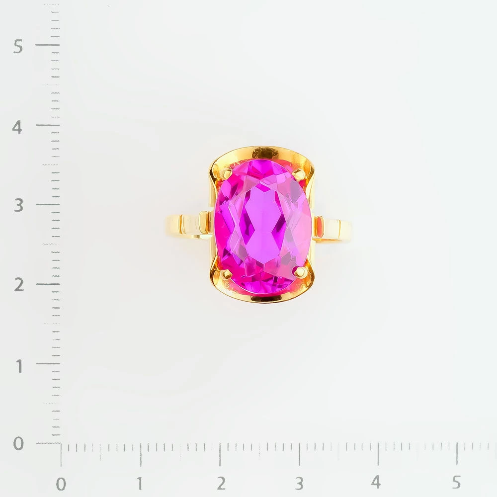 Кольцо с фианитом из желтого золота 750 пробы