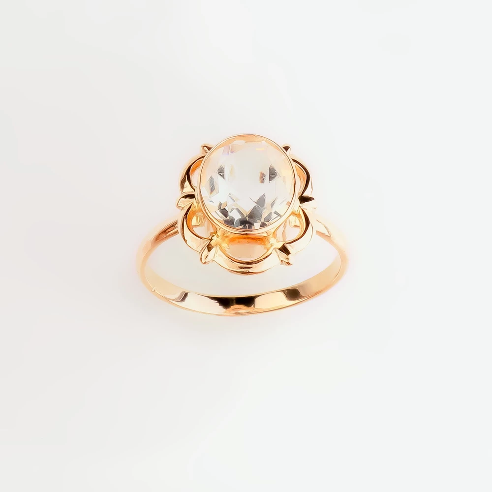 Кольцо с фианитом из красного золота 583 пробы