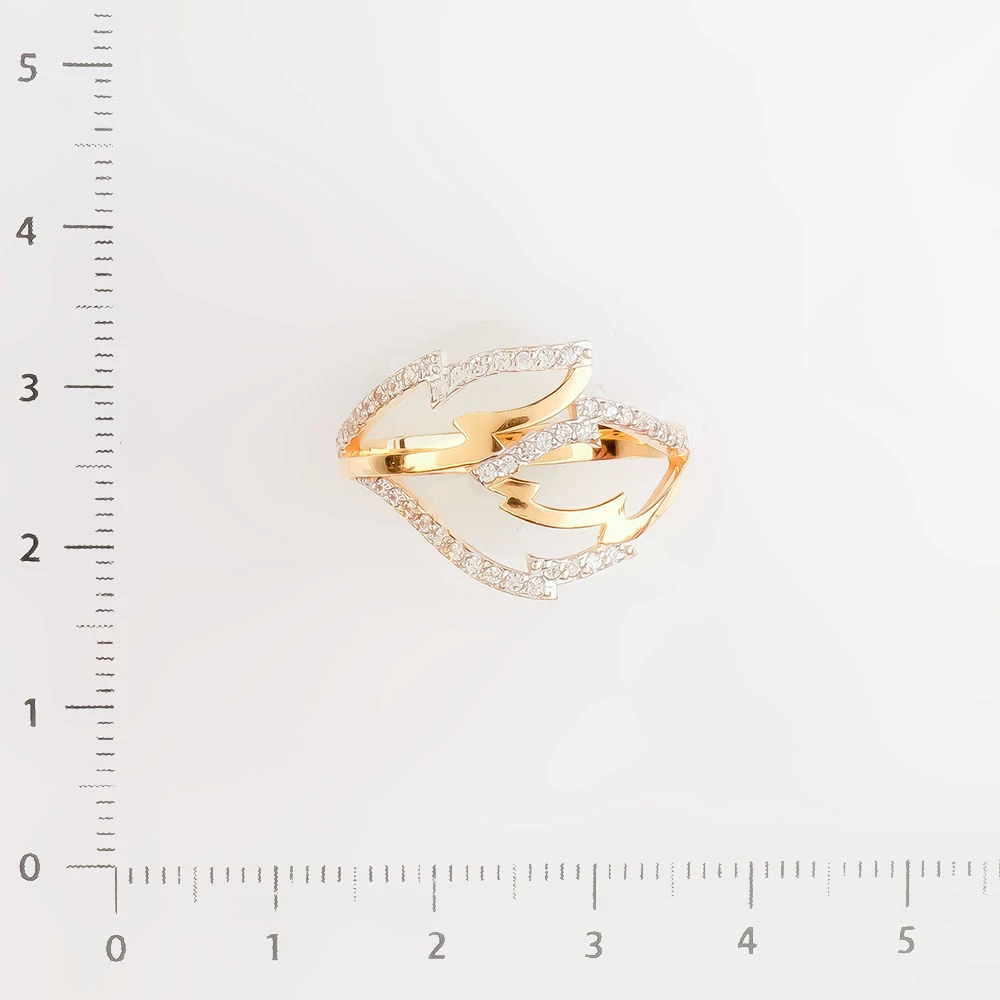 Кольцо с фианитом из красного золота 585 пробы