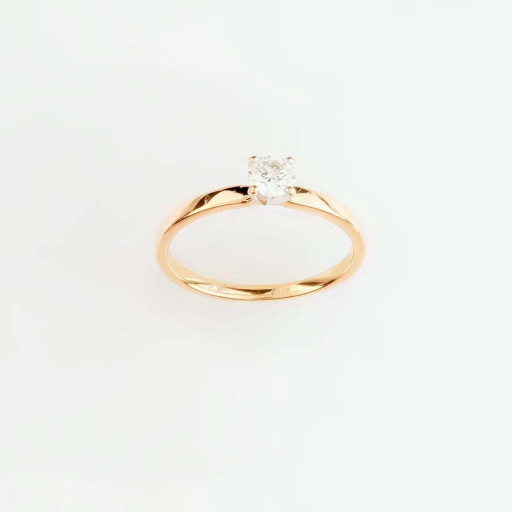 Кольцо с бриллиантом из красного золота 585 пробы