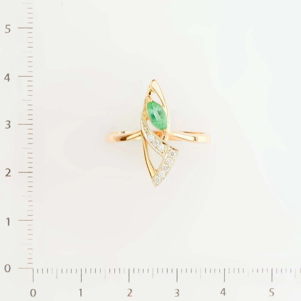 Кольцо с изумрудом из красного золота 585 пробы