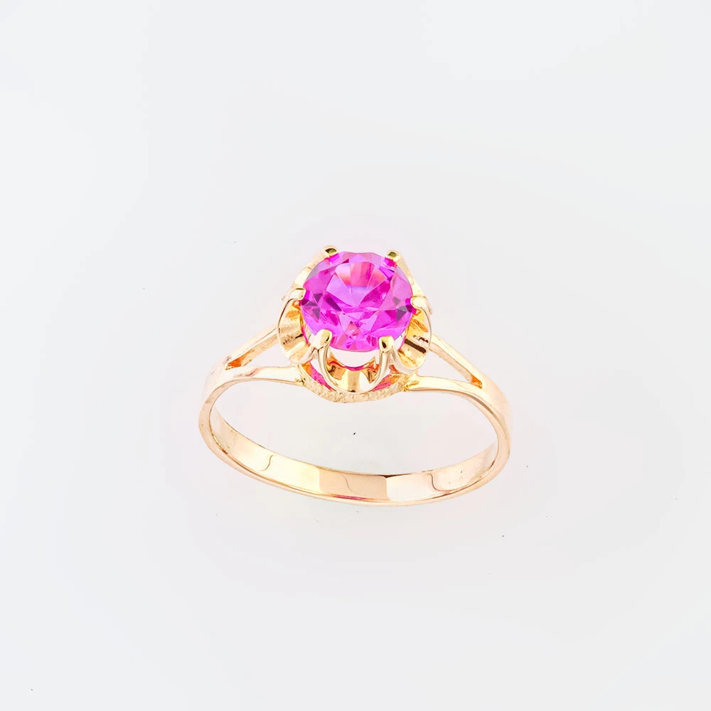 Кольцо с фианитом из красного золота 583 пробы