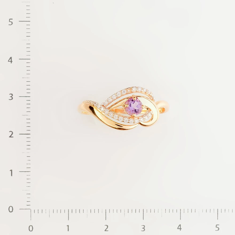 Кольцо с аметистом из красного золота 585 пробы