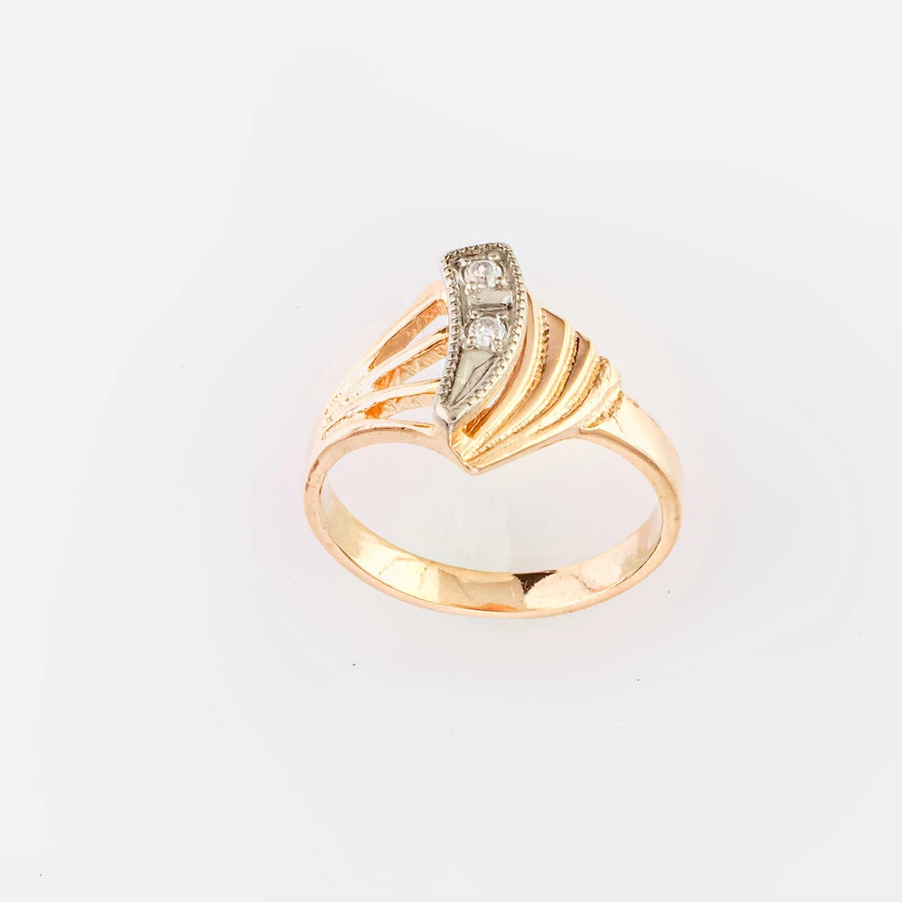 Кольцо с фианитом из красного золота 583 пробы