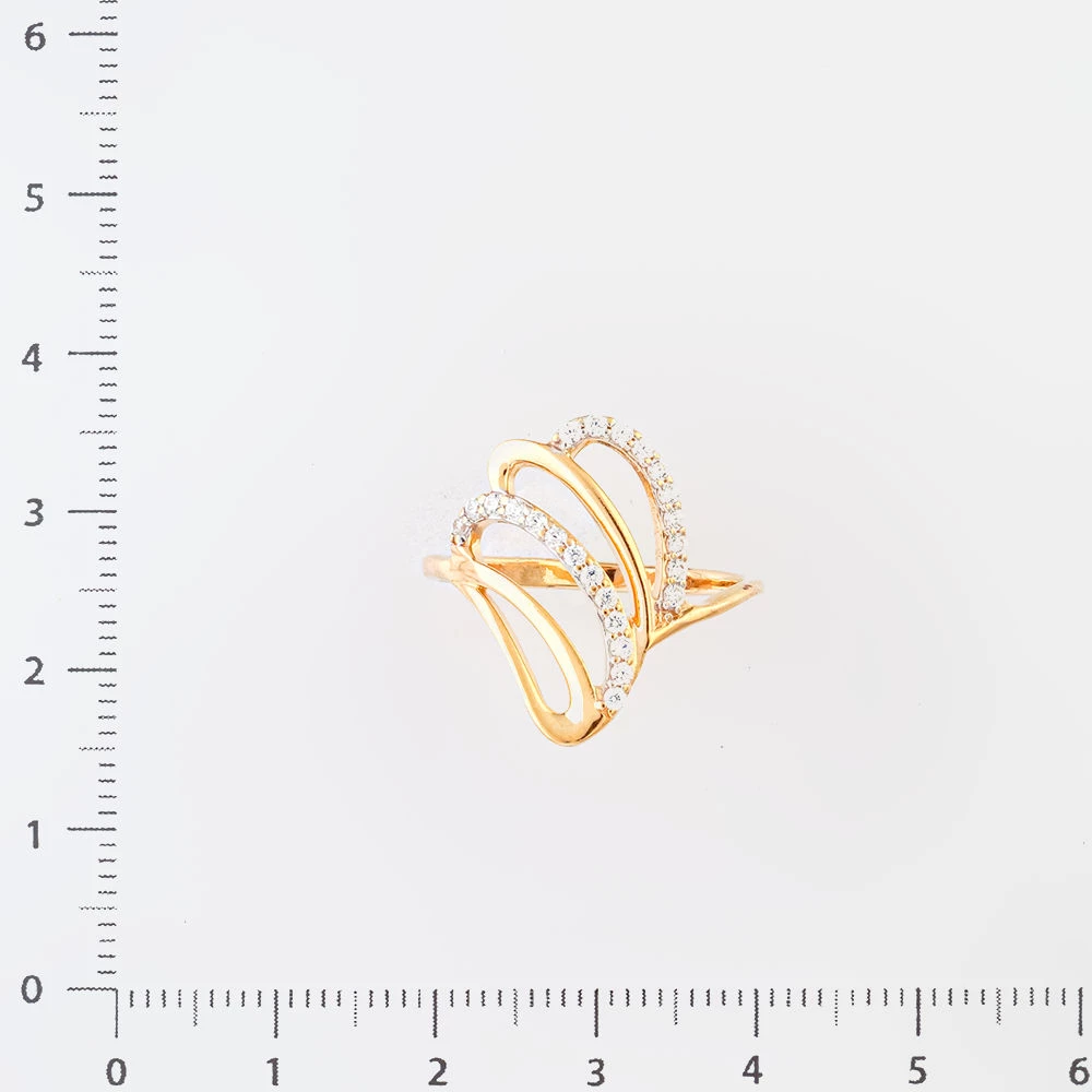 Кольцо с фианитом из красного золота 585 пробы