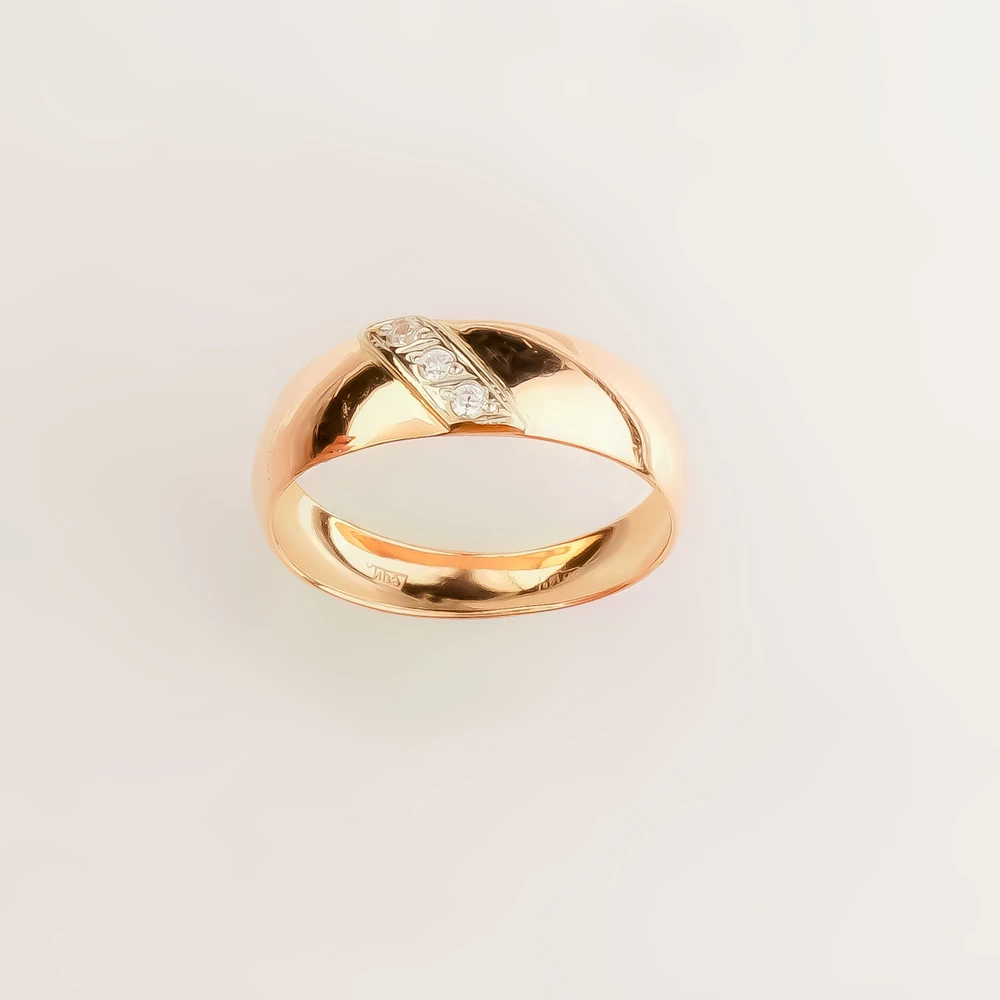 Кольцо с фианитом из красного золота 585 пробы