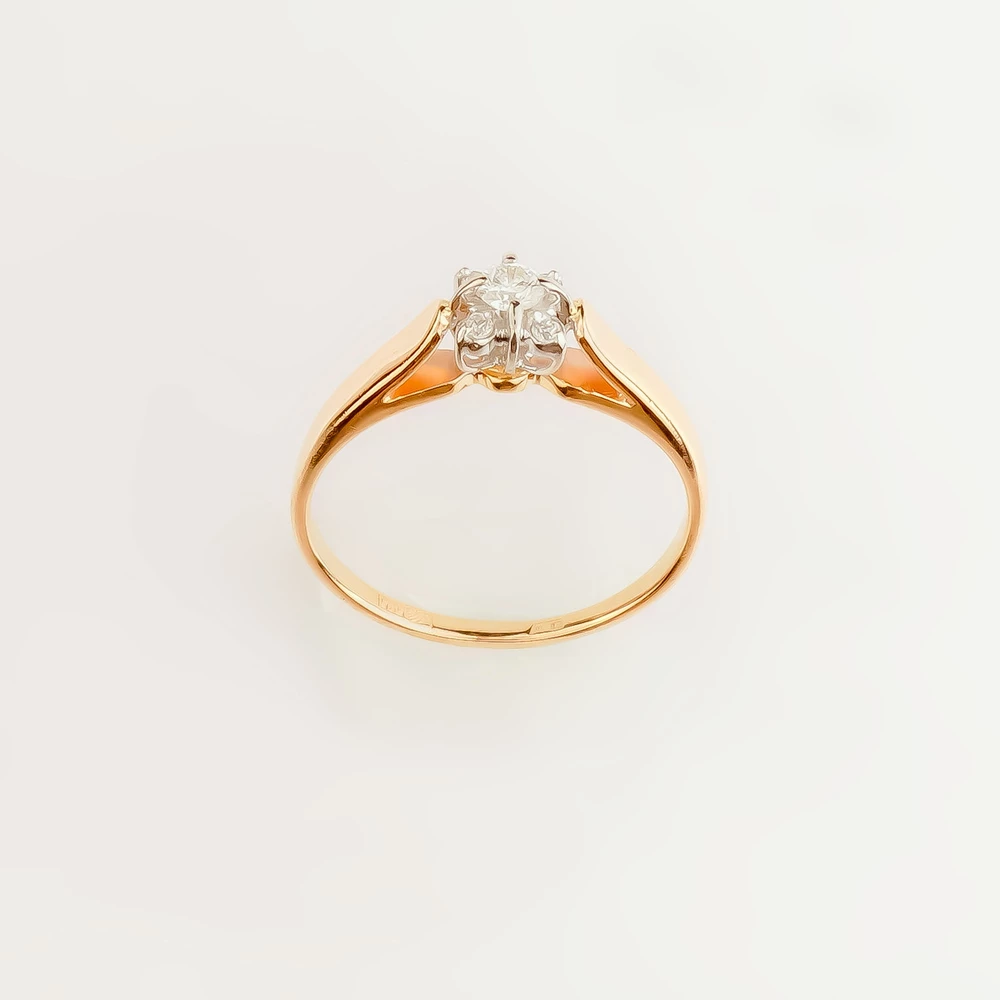 Кольцо с бриллиантом из красного золота 585 пробы