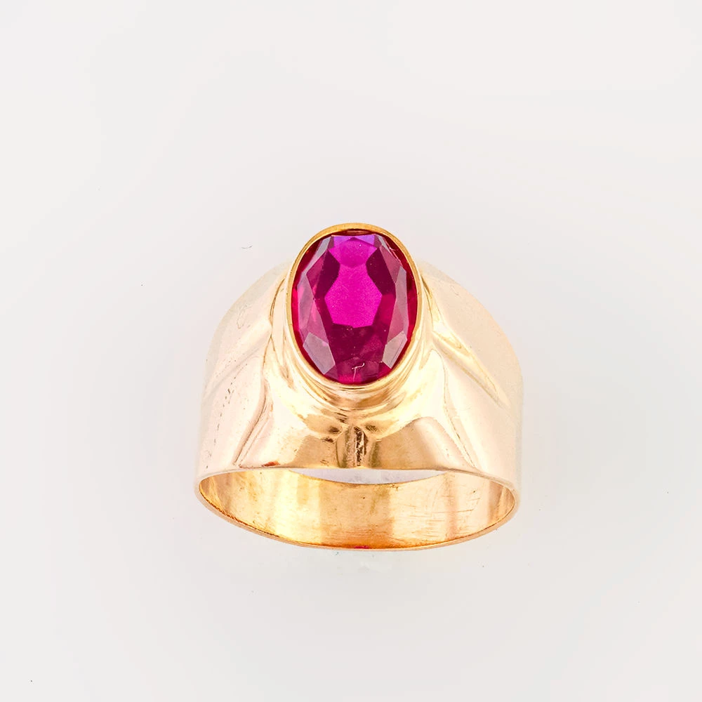 Кольцо с фианитом из красного золота 583 пробы