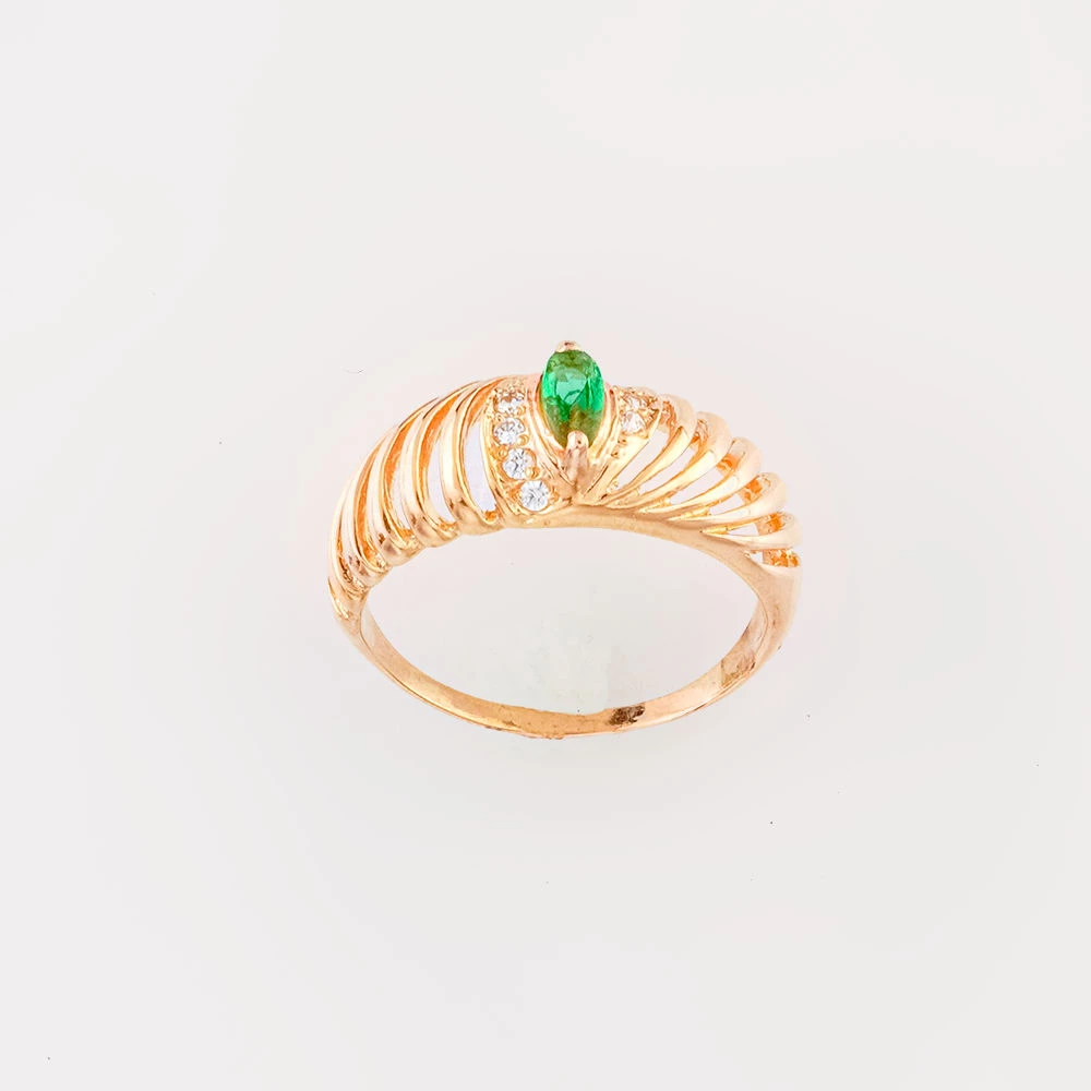 Кольцо с фианитом из красного золота 585 пробы