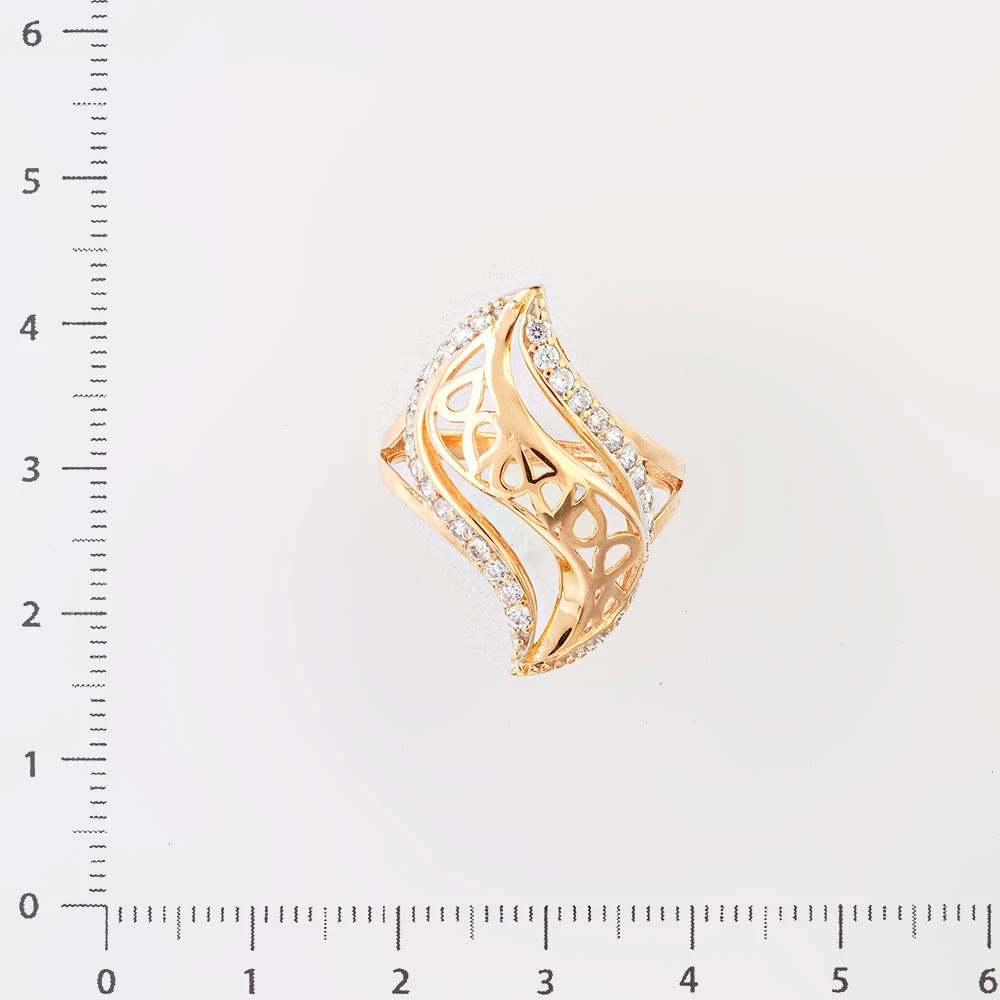 Кольцо с фианитом из красного золота 585 пробы