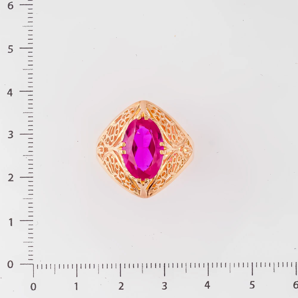 Кольцо с фианитом из красного золота 583 пробы