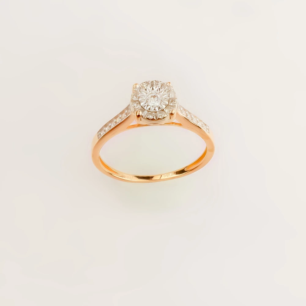 Кольцо с бриллиантом из красного золота 585 пробы