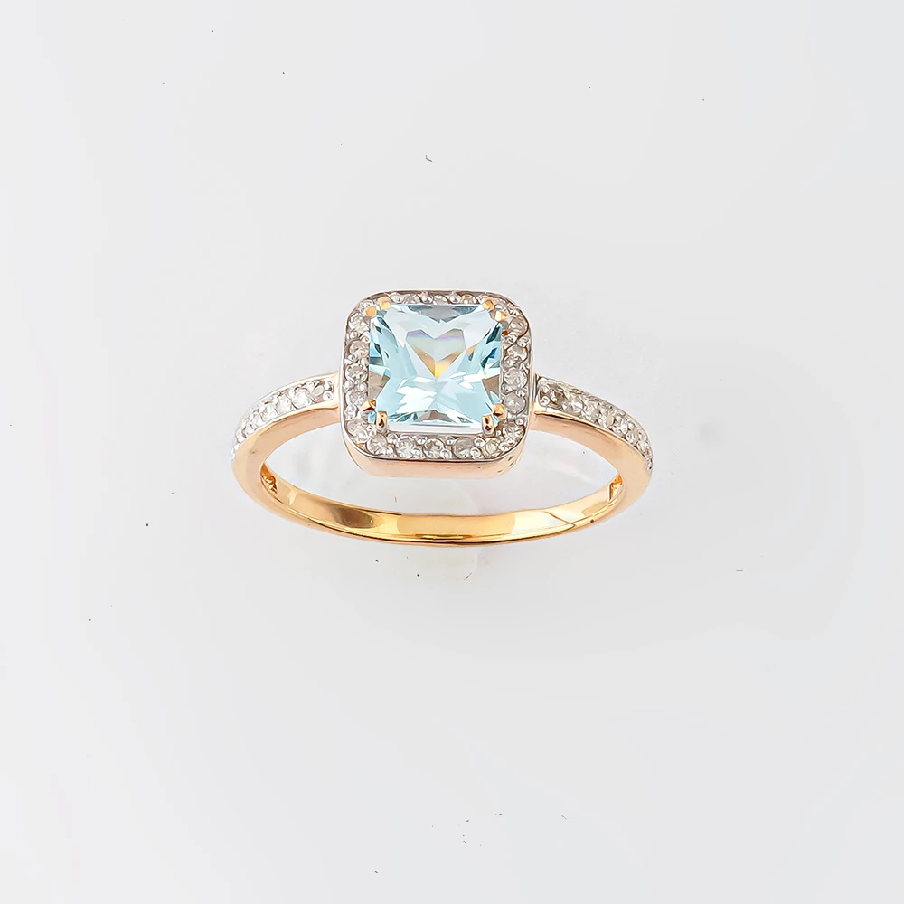 Кольцо с топазом из красного золота 585 пробы