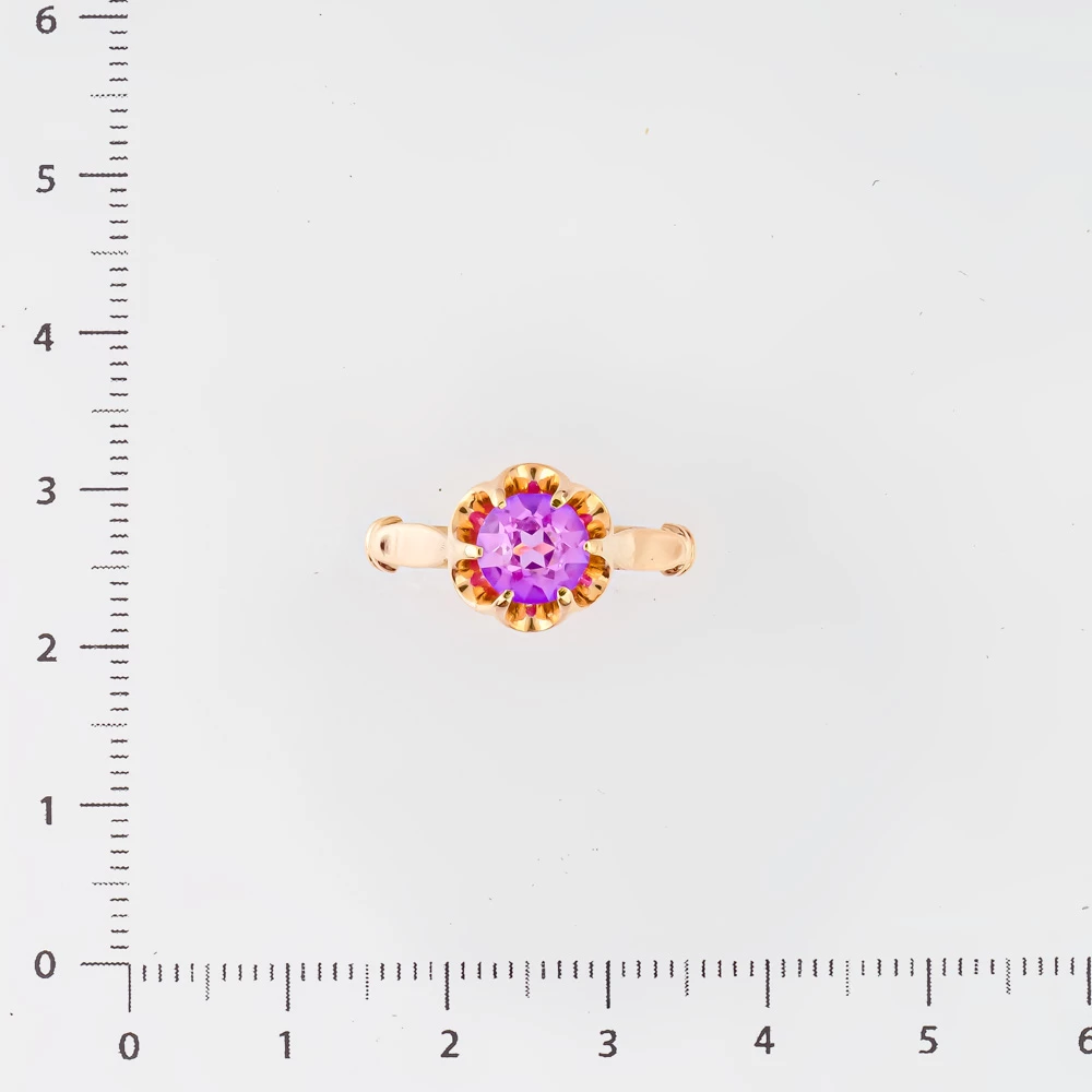 Кольцо с фианитом из красного золота 583 пробы