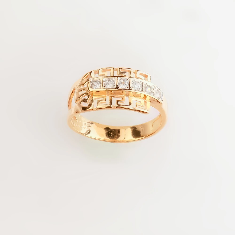 Кольцо с фианитом из красного золота 585 пробы