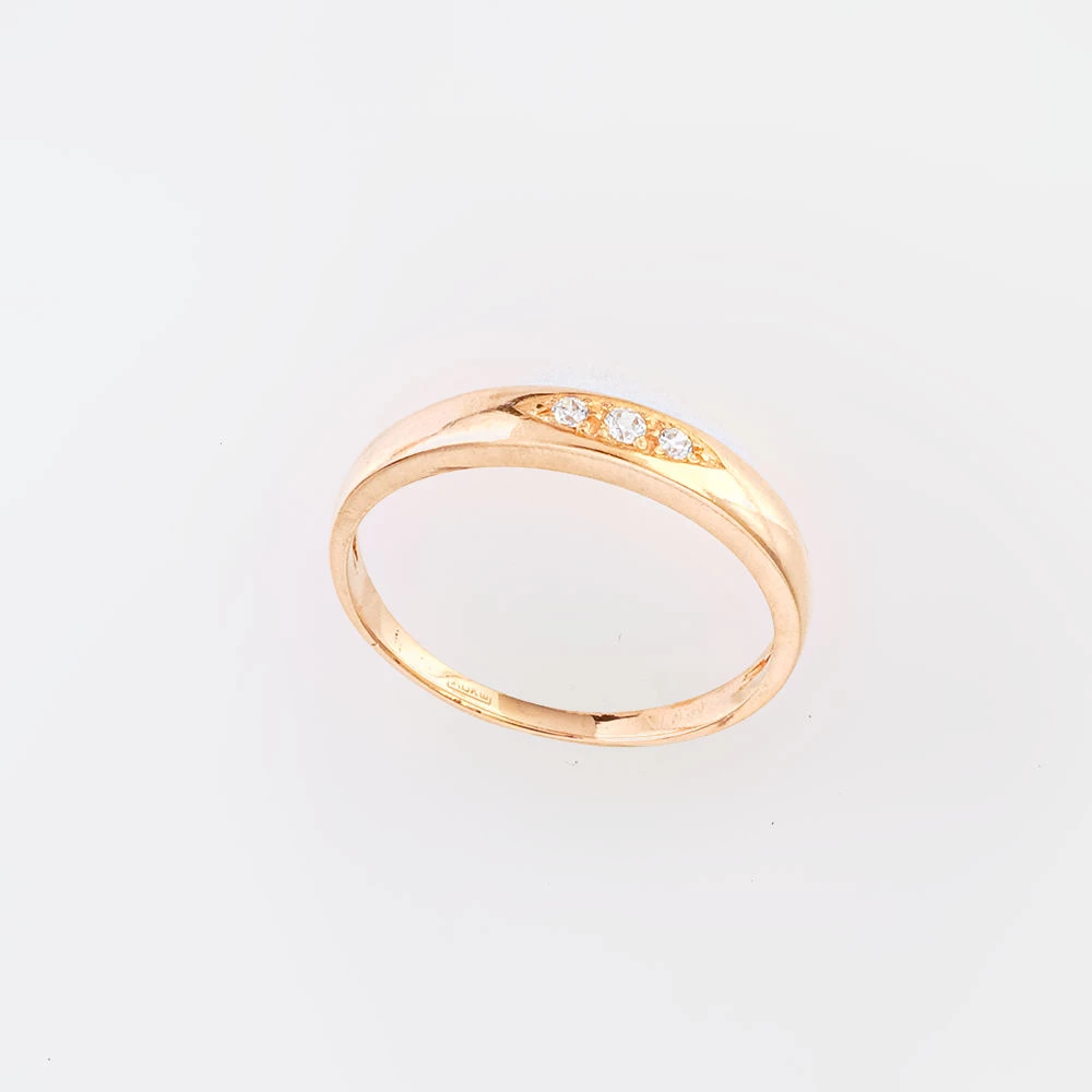 Кольцо с фианитом из красного золота 585 пробы