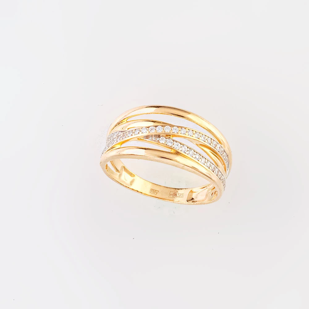 Кольцо с фианитом из красного золота 585 пробы