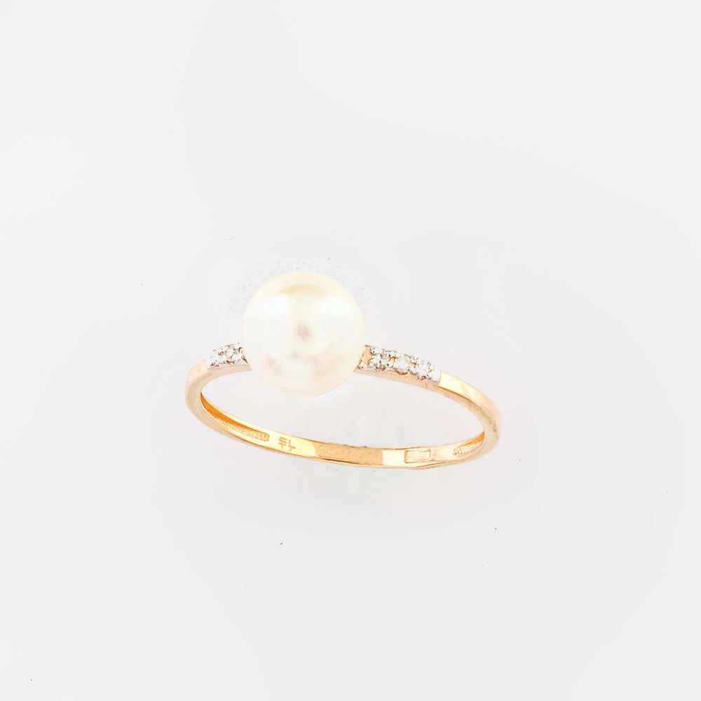 Кольцо с культивированным жемчугом из красного золота 585 пробы