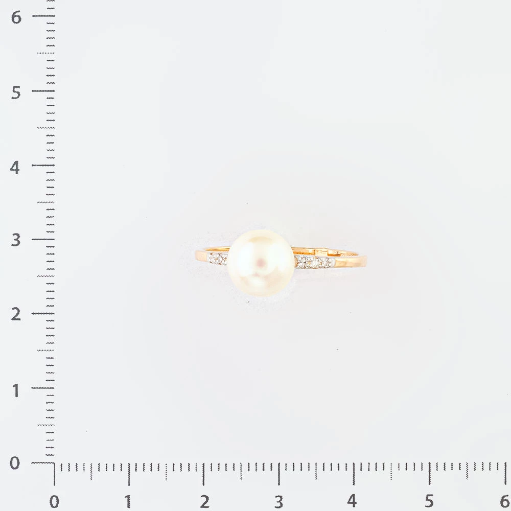 Кольцо с культивированным жемчугом из красного золота 585 пробы