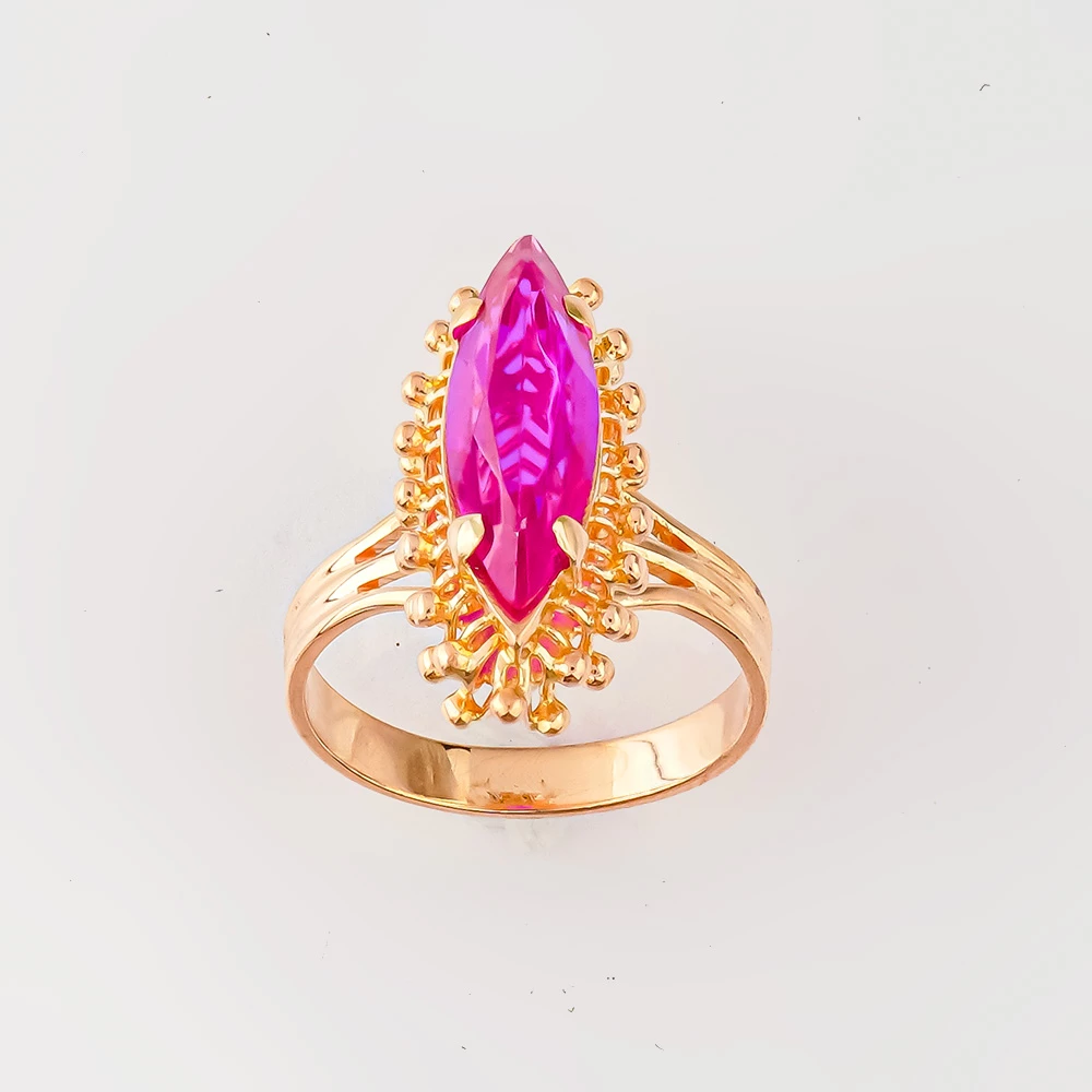 Кольцо с фианитом из красного золота 583 пробы