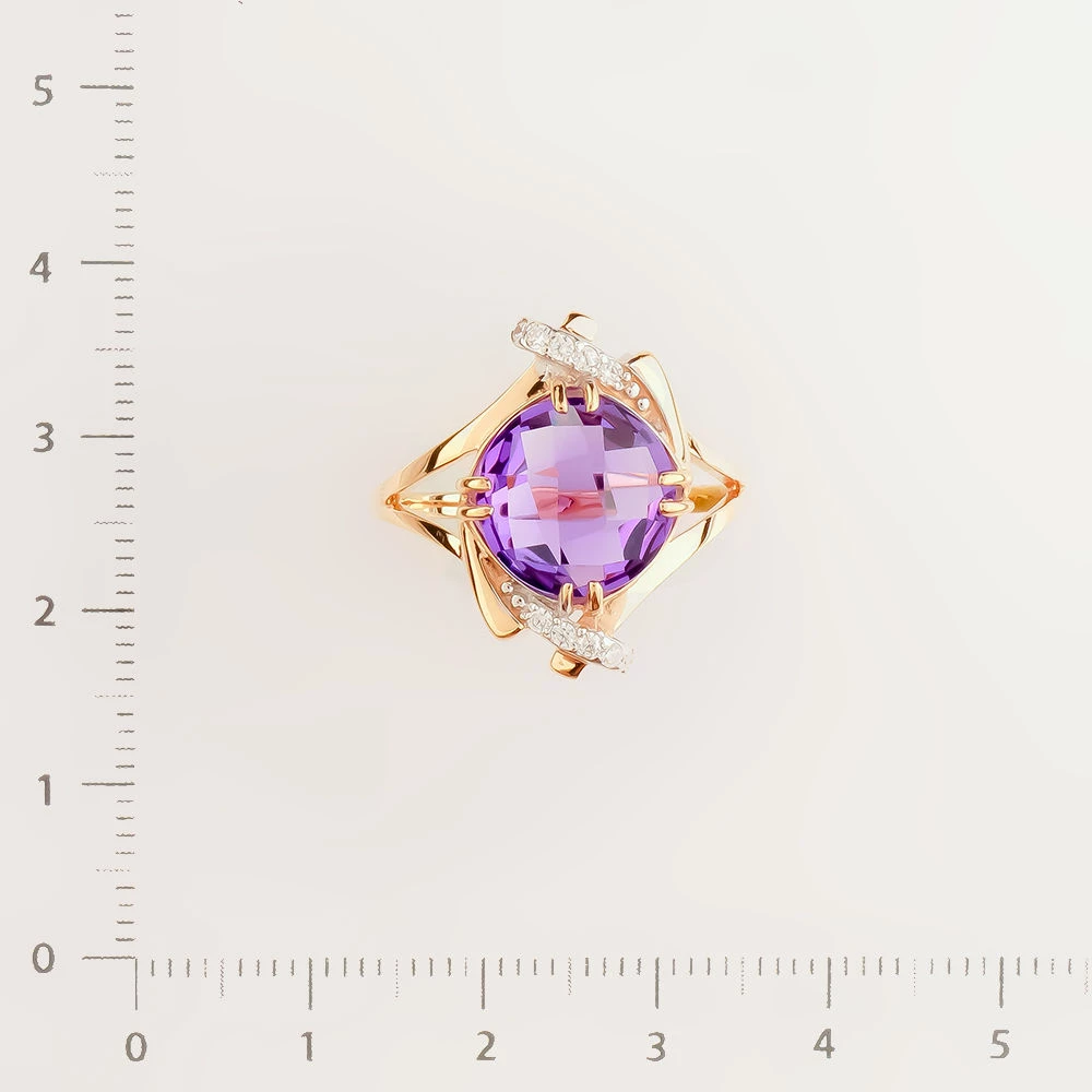 Кольцо с аметистом из красного золота 585 пробы