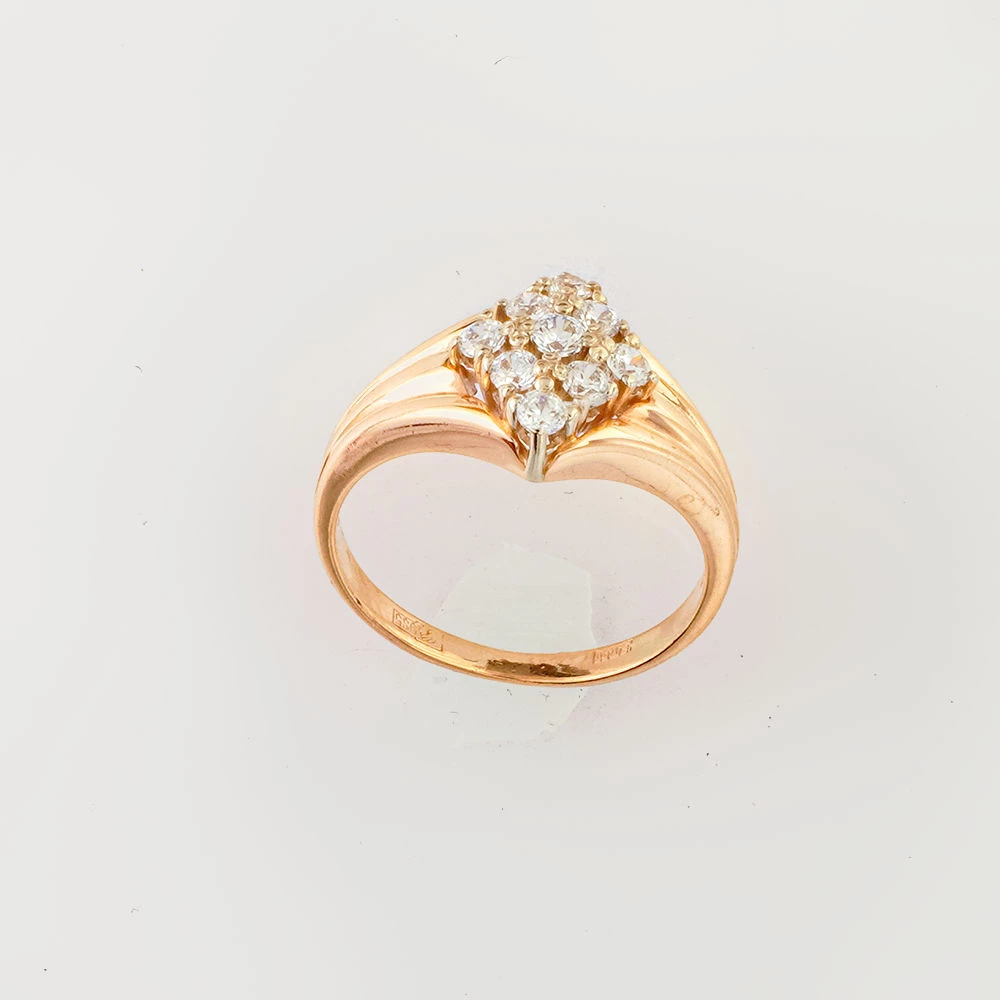 Кольцо с фианитом из красного золота 585 пробы