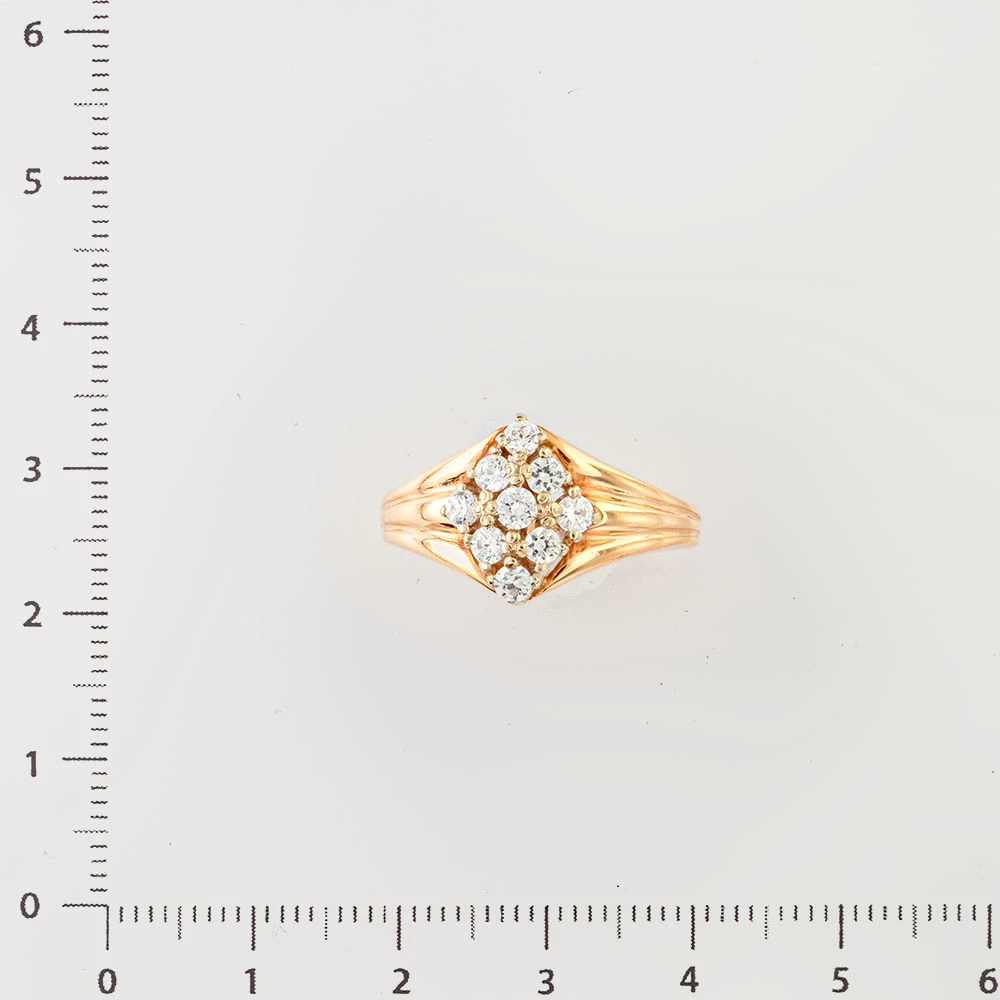 Кольцо с фианитом из красного золота 585 пробы