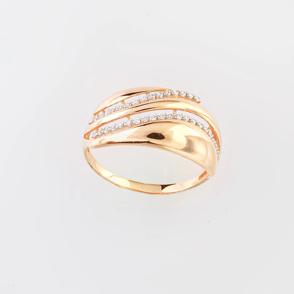 Кольцо с фианитом из красного золота 585 пробы