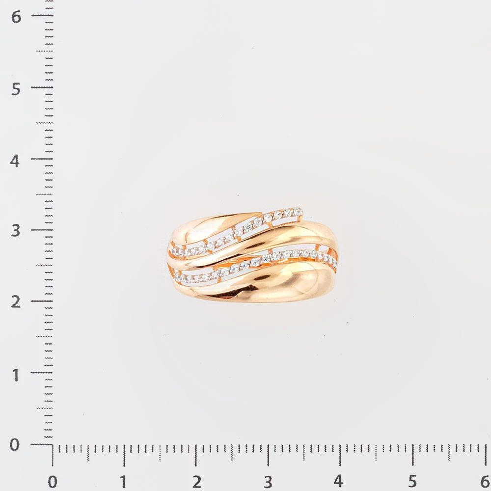 Кольцо с фианитом из красного золота 585 пробы