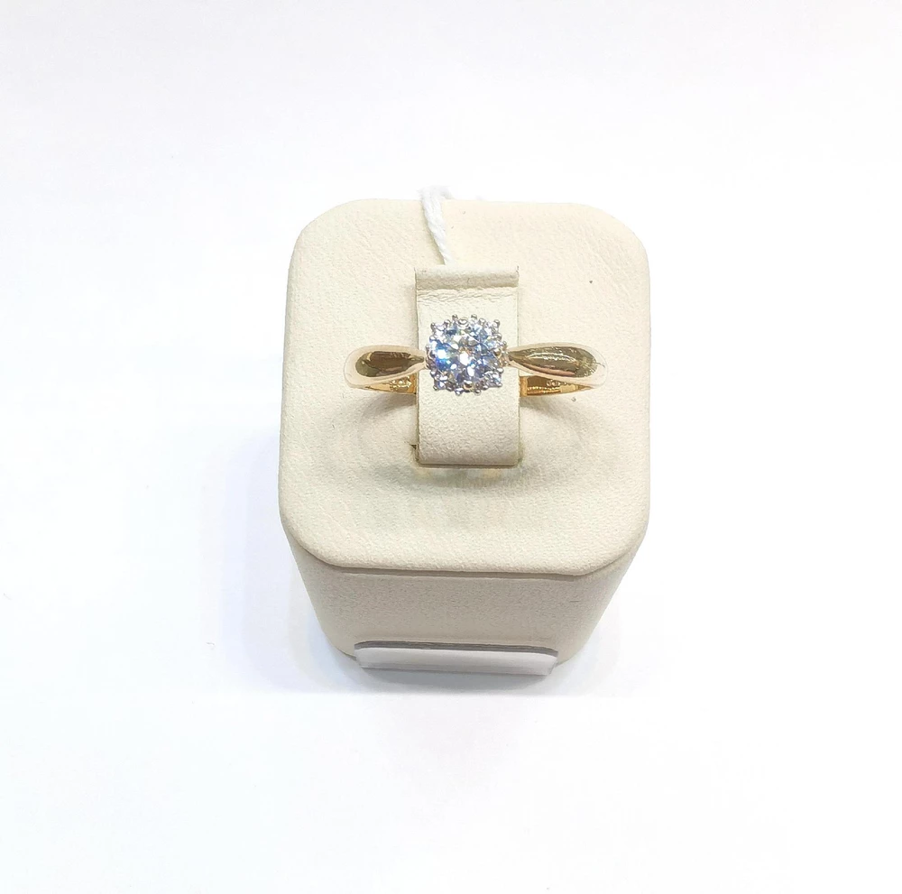 Кольцо с фианитом из красного золота 585 пробы